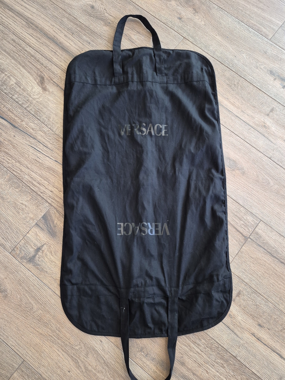 Versace Black Garment Bag with Logo, Zipper Back 35"